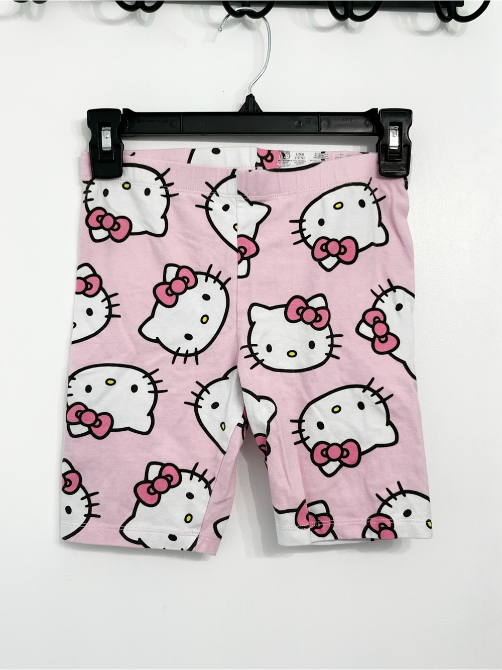 Girls Hello Kitty Bike Shorts Pink Allover Print Cotton Stretch Size Large 10/12